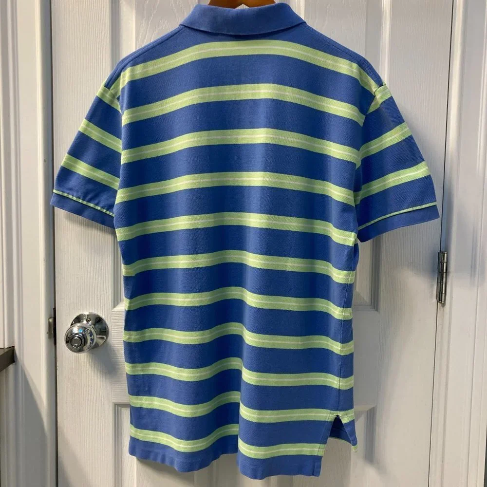 Vintage Polo by Ralph Lauren Rugby Blue Green White Striped Polo Size Large